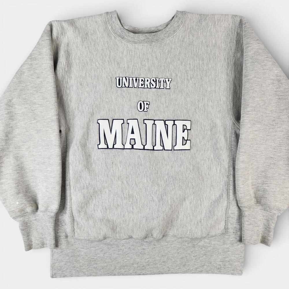 Vintage 80s Champion Reverse Weave Warmup Maine Black Bears Sweatshirt Adult Med